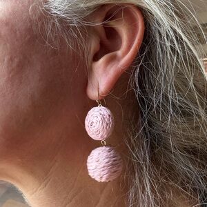 Handcrafted Pink Double BALL Drop Earrings